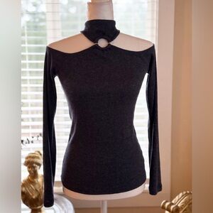VENUS Deep Purple Knit Top With Cut Out Neckline